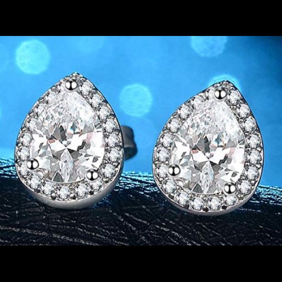 18k Gp Cz Teardrop Earrings